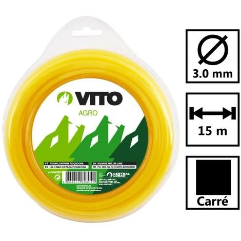VITO GARDEN Fil Nylon Carré Pour Débroussailleuse - Longueur 15m - Diamètre 3mm 4 VITO GARDEN Fil Nylon Carré Pour Débroussailleuse - Longueur 15m - Diamètre 3mm – Image 2