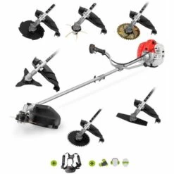 Débroussailleuse à Essence 65cc 4,9cv, Avec Moteur 2 Temps, 7 Accessoires Différents Pour La Coupe, Guidon à Double Poignée, Régulateur De Puissance, Harnais De Sécurité - Greencut GGT650X-7