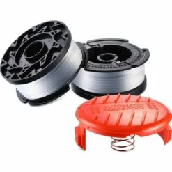 THSINDE Bobine De Remplacement à Alimentation Automatique, Compris 2 Paquets Bobines De Remplacement (32,8 Ft 0,065 Pouces) Et Capuchon Compatible Avec Black Et Decker Af-100 (3 Pièces)