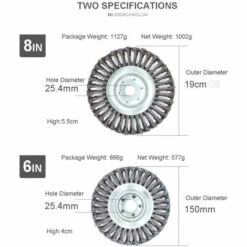 ELLE Tête De Désherbage Fil D'acier, 6/8 Pouce Brosse Rotative Disque De Pinceau à Roue Pour Outils De Pelouse Jardin Agriculture - Trou Intérieur 25.4mm (6 Pouce) -Débroussailleuse Soldes Magasin 43635984 5