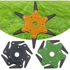 DONTODENT Tête De Débroussailleuse En Métal à 6 Dents - Tête De Tondeuse à Gazon De Jardin 2 Commandes - Vert, Lame Plate