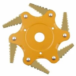DONTODENT Tête De Débroussailleuse En Métal à 6 Dents - Tête De Tondeuse à Gazon De Jardin 2 Commandes - Vert, Lame Dorée