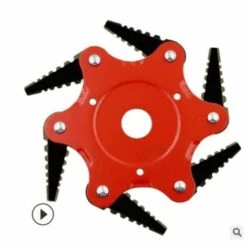 DONTODENT Tête De Débroussailleuse En Métal à 6 Dents - Tête De Tondeuse à Gazon De Jardin 2 Commandes - Lame Rouge, Noire