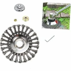 Conique En Fil Acier Massif De Fer Noué Gazon Tête Coupe Brosse Tondeuse Gazon Acier Tête Accessoires De Tondeuse Pour Les Coupe-bordures Tondeuses à Gazon 6 Pouces/150 Mm Macaron