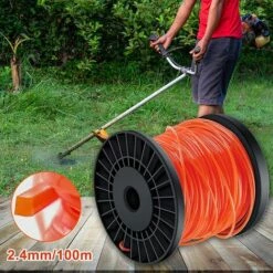 Fil De Rechange Pour Coupe-bordure, En Nylon,4 Pans, Diamètre 2,4 Mm, Longueur 100 M, Rouge，Fontainebleau -Débroussailleuse Soldes Magasin 55490011 4