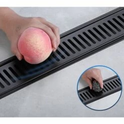 LUCKY-88 Accessoires Pour évier De Cuisine Siphon De Sol Rectangulaire Noir Siphon De Sol Long En Acier Inoxydable 304 Trou De Vidange Latéral (20 Cm De Long) -Débroussailleuse Soldes Magasin 56332500 4