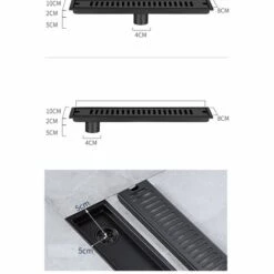 LUCKY-88 Accessoires Pour évier De Cuisine Siphon De Sol Rectangulaire Noir Siphon De Sol Long En Acier Inoxydable 304 Trou De Vidange Latéral (20 Cm De Long) -Débroussailleuse Soldes Magasin 56332500 5