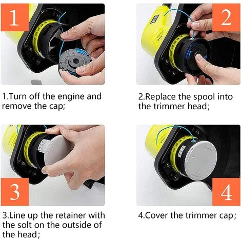 HKLFFJA 8 Paquets Bobine De Rechange Pour Coupe-bordure De Ligne 0,065 Pouce Pour Ryobi 18v 24v 40v, Compatible Avec Ryobi One + AC14RL3A, Coupe-fil Sans Fil Line 11ft, 8 Bobines + 2 Capuchons De Coupe 7 HKLFFJA 8 Paquets Bobine De Rechange Pour Coupe-bordure De Ligne 0,065 Pouce Pour Ryobi 18v 24v 40v, Compatible Avec Ryobi One + AC14RL3A, Coupe-fil Sans Fil Line 11ft, 8 Bobines + 2 Capuchons De Coupe – Image 5