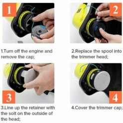 HKLFFJA 10 Paquets Bobine De Rechange Pour Coupe-bordure De Ligne 0,065 Pouce Pour Ryobi 18v 24v 40v, Compatible Avec Ryobi One + AC14RL3A, Coupe-fil Sans Fil Line 11ft, 8 Bobines + 2 Capuchons De Coupe -Débroussailleuse Soldes Magasin 57020557 5