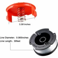 HKLFFJA Bobine De Remplacement à Alimentation Automatique, Compris 2 Paquets Bobines De Remplacement (32,8 Ft 0,065 Pouces) Et Capuchon Compatible Avec Black Et Decker Af-100 (3 Pièces) -Débroussailleuse Soldes Magasin 57121757 2