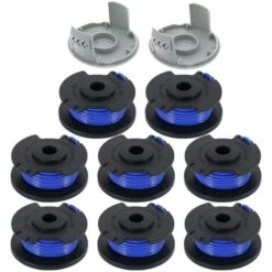 HKLFFJA Bobine De Fil De Rechange Pour Débroussailleuse Ryobi One+ AC14RL3A 18 V, 24 V, 40 V, Bobine De Rechange Pour Coupe-bordure De Ligne 1.65 Mm, 11ft Pour Débroussailleuse (8 Bobines + 2 Bouchons)