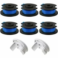 HKLFFJA Bobine De Fil De Rechange Pour Débroussailleuse Ryobi One+ AC14RL3A 18 V, 24 V, 40 V, Bobine De Rechange Pour Coupe-bordure De Ligne 1.65 Mm, 11ft Pour Débroussailleuse (6 Bobines + 2 Bouchons)
