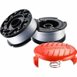 HKLFFJA Bobine De Remplacement à Alimentation Automatique, Compris 2 Paquets Bobines De Remplacement (32,8 Ft 0,065 Pouces) Et Capuchon Compatible Avec Black Et Decker Af-100 (3 Pièces)