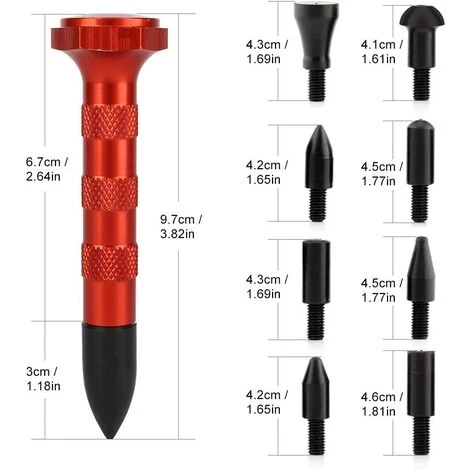 QERSTA Robinet à Enduire Outil Réparation Paintless Dent Hail Retrait Outils W/9 Têtes Pour Automatique Pdr 4 QERSTA Robinet à Enduire Outil Réparation Paintless Dent Hail Retrait Outils W/9 Têtes Pour Automatique Pdr – Image 2