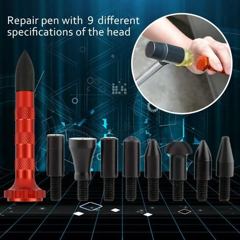 QERSTA Robinet à Enduire Outil Réparation Paintless Dent Hail Retrait Outils W/9 Têtes Pour Automatique Pdr 6 QERSTA Robinet à Enduire Outil Réparation Paintless Dent Hail Retrait Outils W/9 Têtes Pour Automatique Pdr – Image 4