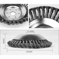 MACARON Tête Brosse Désherbage, Brosse De Roue De Fil D'acier Universel Métal Fixation De Débroussailleuse 25,4MM X 200MM（8 Pouces）LO-Ron -Débroussailleuse Soldes Magasin 57915765 4