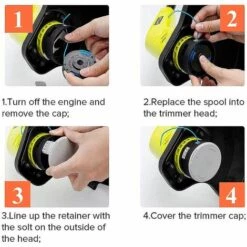 FVBJD 10 Paquets Bobine De Rechange Pour Coupe-bordure De Ligne 0,065 Pouce Pour Ryobi 18v 24v 40v, Compatible Avec Ryobi One + AC14RL3A, Coupe-fil Sans Fil Line 11ft, 8 Bobines + 2 Capuchons De Coupe -Débroussailleuse Soldes Magasin 58677409 5