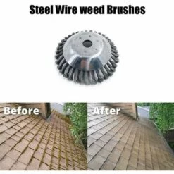 AOUGO Brosse De Débroussailleuse à Gazon, 6 Pouce Tête De Tondeuse à Fil Avec Roue En Fil D'acier Solide, Brosse à Désherber Ronde En Métal -Débroussailleuse Soldes Magasin 58693393 4