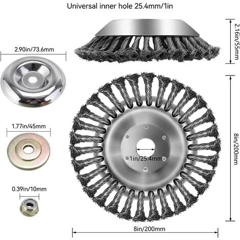 HIASDFLS Brosse À Mauvaises Herbes Pour Débroussailleuse 200 X 25,4 Mm, Brosse De Tondeuse À Gazon,Tete De Coupe Mauvaises Herbes 4 HIASDFLS Brosse À Mauvaises Herbes Pour Débroussailleuse 200 X 25,4 Mm, Brosse De Tondeuse À Gazon,Tete De Coupe Mauvaises Herbes – Image 2