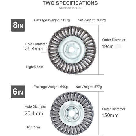 CATHERINE Tête De Désherbage Fil D'acier, 6/8 Pouce Brosse Rotative Disque De Pinceau à Roue Pour Outils De Pelouse Jardin Agriculture - Trou Intérieur 25.4mm (6 Pouce) 7 CATHERINE Tête De Désherbage Fil D'acier, 6/8 Pouce Brosse Rotative Disque De Pinceau à Roue Pour Outils De Pelouse Jardin Agriculture - Trou Intérieur 25.4mm (6 Pouce) – Image 5