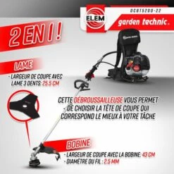 ELEM GARDEN TECHNIC Débroussailleuse Thermique Dorsale 52CC - Lame + Fils - Elem Garden -Débroussailleuse Soldes Magasin 59670941 3