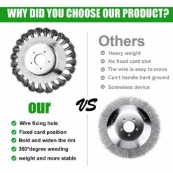 FLYME Tête De Désherbage Fil D'acier, Brosse Anti-Mauvaises Herbes，6 Pouce Brosse Rotative Disque De Pinceau à Roue Pour Outils De Pelouse Jardin Agriculture - Rechange Pour Tonte -Débroussailleuse Soldes Magasin 59713229 3