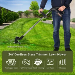HAPPYSHOPPING Tondeuse à Gazon électrique Pliable Et Rétractable Tondeuse à Gazon Manuelle Au Lithium-ion Batterie Lithium 24V 7500mAh Noir Euro Standard Deux Batteries Et Une Charge 11 HAPPYSHOPPING Tondeuse à Gazon électrique Pliable Et Rétractable Tondeuse à Gazon Manuelle Au Lithium-ion Batterie Lithium 24V 7500mAh Noir Euro Standard Deux Batteries Et Une Charge -Débroussailleuse Soldes Magasin 59977019 5