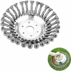 TRIOMPHE Tête De Désherbage Fil D'Acier,Débroussailleuse,Brosse Anti-Mauvaises Herbes,Tête De Coupe-Herbe,Brosse Rotative Disque De Pinceau à Roue,Tondeuse à Gazon Tête De Rechange Pour Coupe (8in/200mm)T-Audace