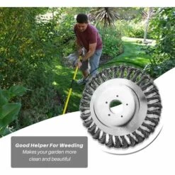 FR-LIFE Brosse De Débroussailleuse à Gazon,BR-Vie 200x25.4mm Brosse à Désherber Ronde Pour éliminer Les Mauvaises Herbes, Tête Brosse Rotative Avec Roue En Fil D'acier Massif Pour Jardin Agriculture(8 Pouce) -Débroussailleuse Soldes Magasin 60186625 4