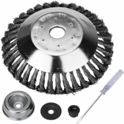 DECKON 8'' Kit De Brosse De Débroussailleuse à Gazon, 200x25,4mm Brosse à Désherber Ronde Pour éliminer Les Mauvaises Herbes, Tête Brosse Avec Roue En Fil D'acier Massif Pour Jardin Agriculture(8 Pouce)