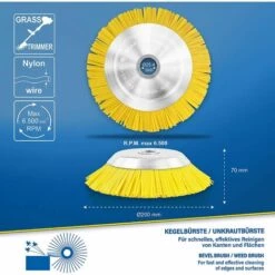 DECKON Tête Brosse Débroussailleuse Universelle. Brosse Désherbage Gazon Mauvaises Herbes En Nylon 200 X 25,4 Mm Jaune 8 DECKON Tête Brosse Débroussailleuse Universelle. Brosse Désherbage Gazon Mauvaises Herbes En Nylon 200 X 25,4 Mm Jaune -Débroussailleuse Soldes Magasin 60282856 2