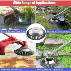 FONTAINEBLEAU Brosse à Mauvaise Herbes, Tête Débroussailleuse Tondeuse à Gazon Brosse 200 X 25 Mm D'alésage. Brosse En Acier Fils Entrelacés,une Pièce，Fonepro -Débroussailleuse Soldes Magasin 60568212 4