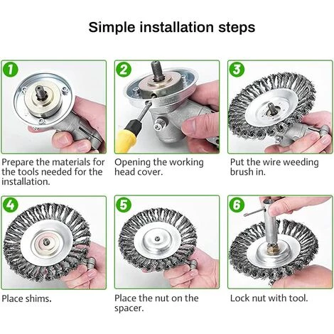 BENOBBY KIDS Brosse De Débroussailleuse, Tête De Brosse De Désherbage, Brosse De Désherbage De Débroussailleuse, Brosse De Désherbage Métallique, Environ 6 Pouces, Accessoires De Tondeuse à Gazon 6 BENOBBY KIDS Brosse De Débroussailleuse, Tête De Brosse De Désherbage, Brosse De Désherbage De Débroussailleuse, Brosse De Désherbage Métallique, Environ 6 Pouces, Accessoires De Tondeuse à Gazon – Image 4