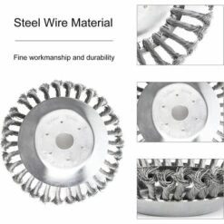 DENUOTOP Brosse De Debroussailleuse Universelle, 200 X 25,4 Mm Brosse De Désherbage, Tête Brosse Désherbage Pour Débroussailleuse Tete Brosse De Debroussailleuse 30 Brins Fil D'acier (8 Pouces)