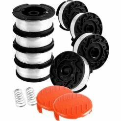 HIASDFLS Bobine Fil Coupe Bordure Pour Black Et Decker Coupe-Bordures, 8 Bobine De Fil Debroussailleuse Avec 2 Couvercle De Bobine Et 2 Ressort