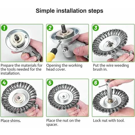 SINCèREETALI Brosse De Débroussailleuse, Tête De Brosse De Désherbage, Brosse De Désherbage De Débroussailleuse, Brosse De Désherbage Métallique, Environ 6 Pouces, Accessoires De Tondeuse à Gazon 6 SINCèREETALI Brosse De Débroussailleuse, Tête De Brosse De Désherbage, Brosse De Désherbage De Débroussailleuse, Brosse De Désherbage Métallique, Environ 6 Pouces, Accessoires De Tondeuse à Gazon – Image 4