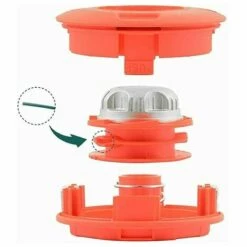 SINCèREETALI Tête De Tondeuse à Gazon - Tête De Coupe Universelle à 2 Lignes, Brosse En Nylon En Aluminium Fileté M10, Bobine De Bosse De Tondeuse (orange) -Débroussailleuse Soldes Magasin 63820556 5