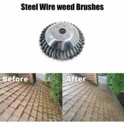 CARILLONSàVENT Brosse De Débroussailleuse à Gazon,Carivent Tête De Tondeuse à Fil Avec Roue En Fil D'acier Solide, Brosse à Désherber Ronde En Métal,Outil Multifonctionnel D'élimination Des Mauvaises Herbes(6 Pouces) -Débroussailleuse Soldes Magasin 64142396 5