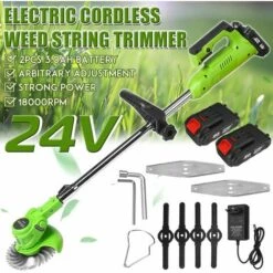 HAZEL Coupe-bordures électrique 24V 450W Débroussailleuse Tondeuse à Batterie Avec 2 Batteries