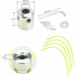 JOORRT Te De Coupeherbe En Aluminium ;te De ;broussailleuse Universelle Te De Coupe Bobine Avec 4 Nylon Ligne Coupe Bordure Te Double Fil Bobine -Débroussailleuse Soldes Magasin 64704043 2