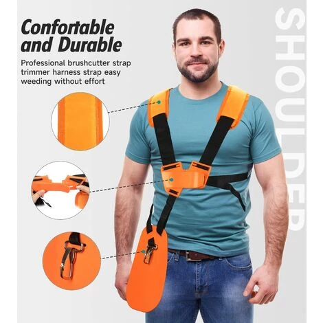 OSQI Tondeuse à Fronde - Tondeuse à Harnais à Double épaule Avec Ceinture En Nylon Durable Réglable Pour Débroussailleuse Ou Jardinage (pour STIHL FS, Tondeuse De La Série Km) 4 OSQI Tondeuse à Fronde - Tondeuse à Harnais à Double épaule Avec Ceinture En Nylon Durable Réglable Pour Débroussailleuse Ou Jardinage (pour STIHL FS, Tondeuse De La Série Km) – Image 2