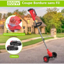 MAGICFOX Débroussailleuse Sans Fil Avec 2 Batteries 4.0A , 3 En 1 Coupe-Bordure 90° Régler Avec Roue De Guidage Pour Coupe De Jardin, Pelouse -Débroussailleuse Soldes Magasin 65747147 4
