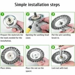 THSINDE Tete Brosse Debroussailleuse, 6'' Brosse De Desherbage, Brosse De Débroussailleuse, Brosse Rotative Debroussailleuse, Tête Brosse Désherbage, Accessoires De Tondeuse à Gazon -Débroussailleuse Soldes Magasin 66176055 5