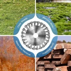 OCXIN 2 Pièces Débroussailleuse Contre Les Mauvaises Herbes, Brosse Ronde Pour 150 Diamètre De Sol, Brosse Contre Les Mauvaises Herbes Pour Débroussailleuse Coupe-herbe Jardin Brique Route Pavage Enlèvement De L'herbe, Alésage 25,4 Mm -Débroussailleuse Soldes Magasin 66998461 3