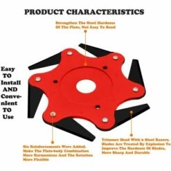 FVO Tête De Coupe Extérieure Lame De Débroussailleuse 65Mn Accessoires De Tête De Tondeuse À Gazon 6 Remplacement De La Tondeuse De Rasoir En Acier Avec Affûteuse De Lame （Kits D'Adaptateur Non Inclus） -Débroussailleuse Soldes Magasin 66999054 3