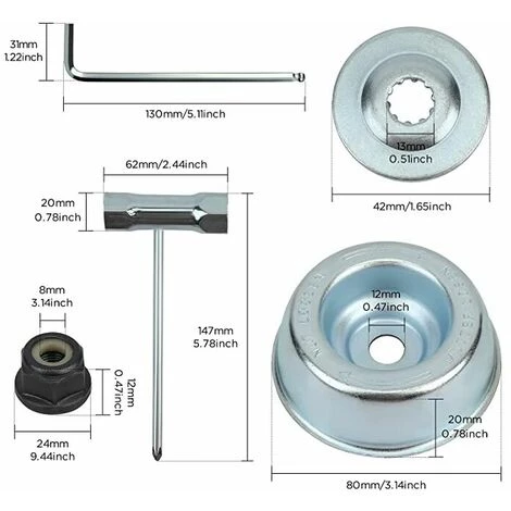 YIENJAOY Tête De Débroussailleuse , AGILITY Kit Ecrou Tete Debroussailleuse Universelle, Pour Débroussailleuse Thermique, Stihl, Echo, Ryobi Tete.Gu.B/bon 6 YIENJAOY Tête De Débroussailleuse , AGILITY Kit Ecrou Tete Debroussailleuse Universelle, Pour Débroussailleuse Thermique, Stihl, Echo, Ryobi Tete.Gu.B/bon – Image 4
