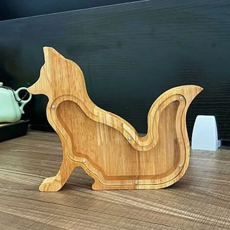 DECKON Animal En Bois Forme De Dinosaure Piggy Bank Money Saving Box Enfants Cadeau Décoration De La Maison Fox 4 DECKON Animal En Bois Forme De Dinosaure Piggy Bank Money Saving Box Enfants Cadeau Décoration De La Maison Fox – Image 2