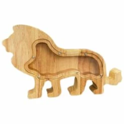 DECKON Animal En Bois Forme De Dinosaure Piggy Bank Money Saving Box Enfants Cadeau Décoration De La Maison Lion