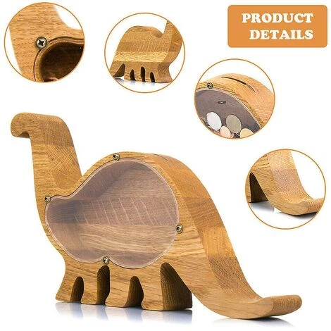 DECKON Animal En Bois Forme De Dinosaure Piggy Bank Money Saving Box Enfants Cadeau Décoration De La Maison Brachiosaurus 6 DECKON Animal En Bois Forme De Dinosaure Piggy Bank Money Saving Box Enfants Cadeau Décoration De La Maison Brachiosaurus – Image 4