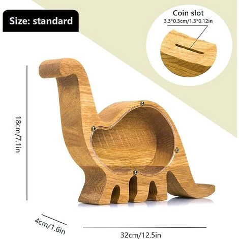 DECKON Animal En Bois Forme De Dinosaure Piggy Bank Money Saving Box Enfants Cadeau Décoration De La Maison Brachiosaurus 7 DECKON Animal En Bois Forme De Dinosaure Piggy Bank Money Saving Box Enfants Cadeau Décoration De La Maison Brachiosaurus – Image 5